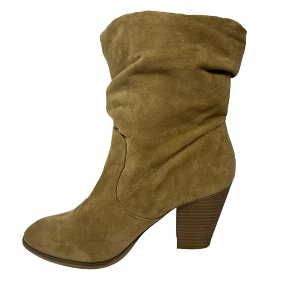 Slouchy Ankle Boots Womens SZ 7 Tan Faux Suede Boho Western Coquette Festival - Picture 4 of 13